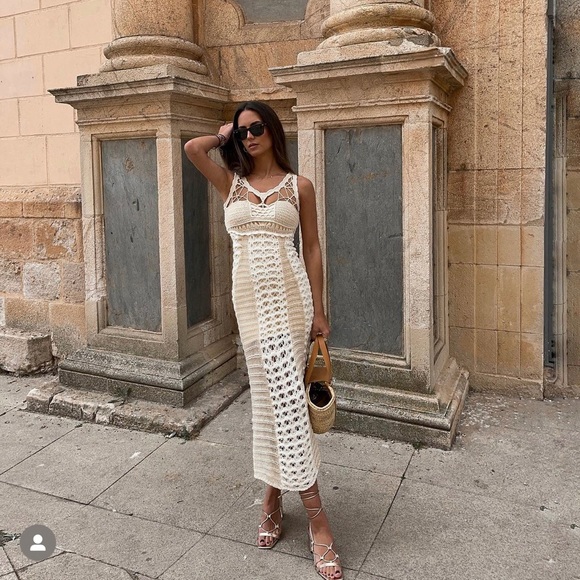 NWT ZARA LIMITED EDITION OPEN WORK CROCHETED KNIT DRESS - Picture 11 of 11